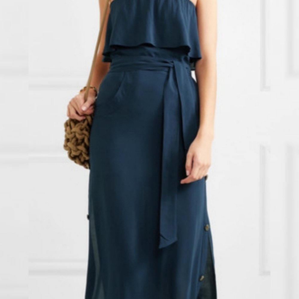 Solid Glenda Long Navy Dress